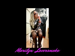 Trans Marilyn Smoking Fetish Blowjob On Huge Dildo Wearing Boots And Gloves