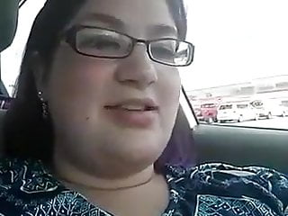 Chubby Arab MILF shows her boobs and big pussy inside car