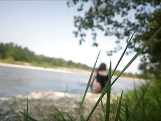 aurelia bathing string swimsuit in river