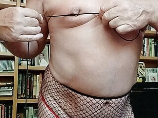 nipple Play in Fishnets