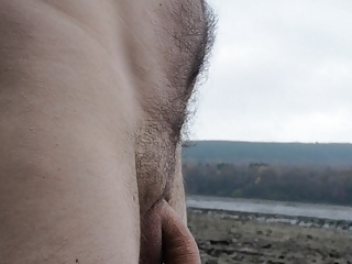 Morning walk naked by a lake