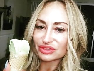 Girl licking ice cream