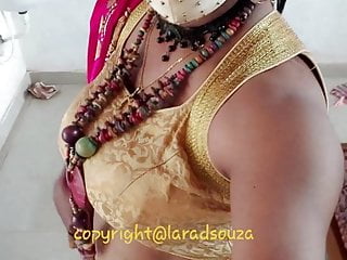 Indian crossdresser Lara D&#039;Souza sexy video in saree 