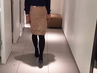 beige skirt (non sexual)