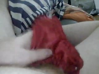 cumming in red panties