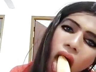 Indian Crossdresser love banana 