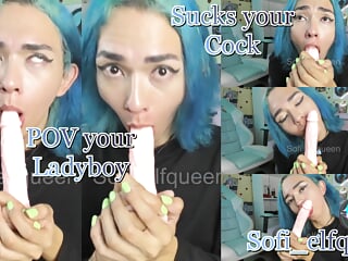 POV your ladyboy sucks your big cock 