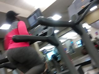 Fat ass Ebony on Treadmill part2