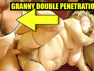 Fat hairy granny gets double penetrated!!!