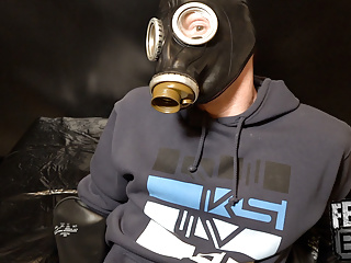 Gay Skater Sniffer Hooded with Gas Mask Jerks Off