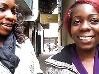 Naughty African Lesbian Teens Talking About Pussy Eating In Public
