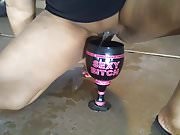 Pissing in her Sexy Bitch Cup