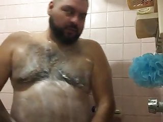 Bear jerking off shower...