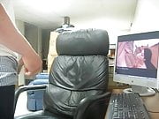 Cumshot on leather chair 6 ( best one yet)