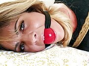 Beautiful Alba Zevon hogtied and gagged by sexy Lex 