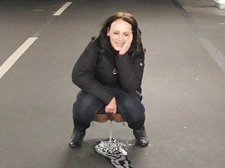 Crazy Girl Pissing In Carpark...