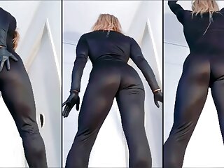 Ass In Black Catsuit