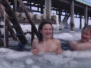 Softcore Danish Outdoor vid: Danish Ice Bathing 1