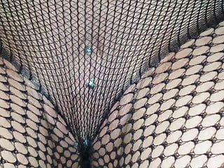 Alysha in fashion fishnet pantyhose