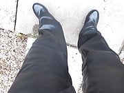 Leather trousers and booted