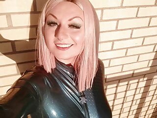 latex rubber selfie video with MILF fetish model Arya Grander 