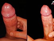 Two before Bed Cumshots Side-by-side