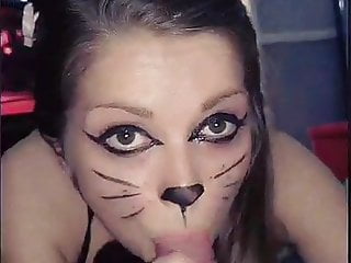 Kinky kitty lauran sucks cock...