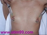 Injection Saline in Breast Nipples Pumping Tits & Vibrator