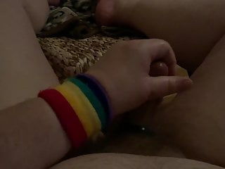Playin with my penis and balls in a pride wristband