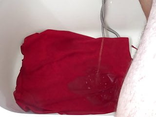 Piss, Pissing, Dressed, Red Dress