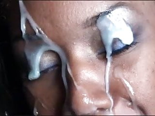 Cum, Black Ebony, Black, Huge Cum Facial