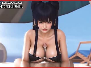 Dead or Alive Nyotengu cosplay Titjob with a Happy Ending Uncensored Hentai AI generated