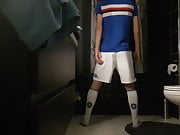 Twink showing ass in Sampdoria football kit