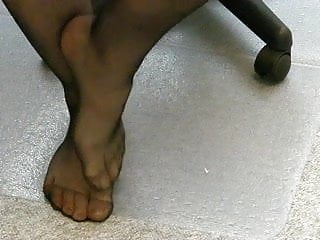 My black pantyhose feet playing together