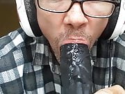 sucking black dildo