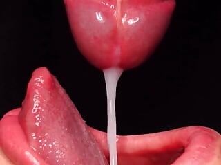 Hot Blowjob with Condom, Then Breaks It and Takes All the Sperm in His Mouth