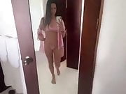 Olivia Munn mirror selfie in pink bikini