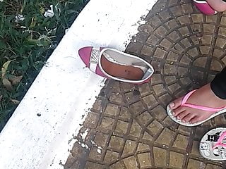 Hidden Camera Hd Videos vid: candid feet foot on the sneaker and then the slipper