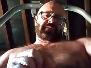 hairy step dad cumming in a stable