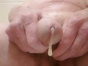 Close up grandpa cum massaging my mature cock and balls
