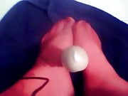 Footjob in stckings with cumming dildo request