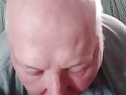 Mustache grandpa sniffing poppers & sucking cock