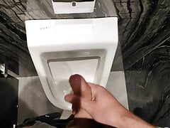 Precum and cumshot in public toilet