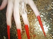 scrap red extreme long nails Lady Lee(video short version)