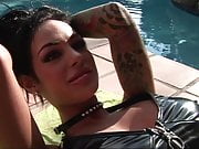 Tattooed Hot Brunette fucked hard & rough in a 3way orgy