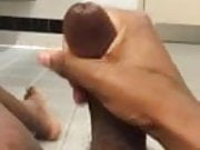 Black Guy Jerking in Public Bathroom 