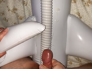 Small Penis Cumming On Inflatable Airplane Doll And Vacuum Cleaner Hose