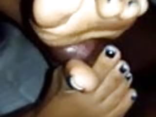 Black Wife, Footjob, Wife Cumshot, Wife Fetish