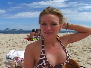 Hilary Duff on beach in Rio