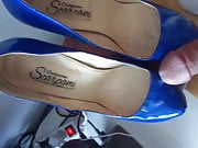 Blue Platform high heels cummed